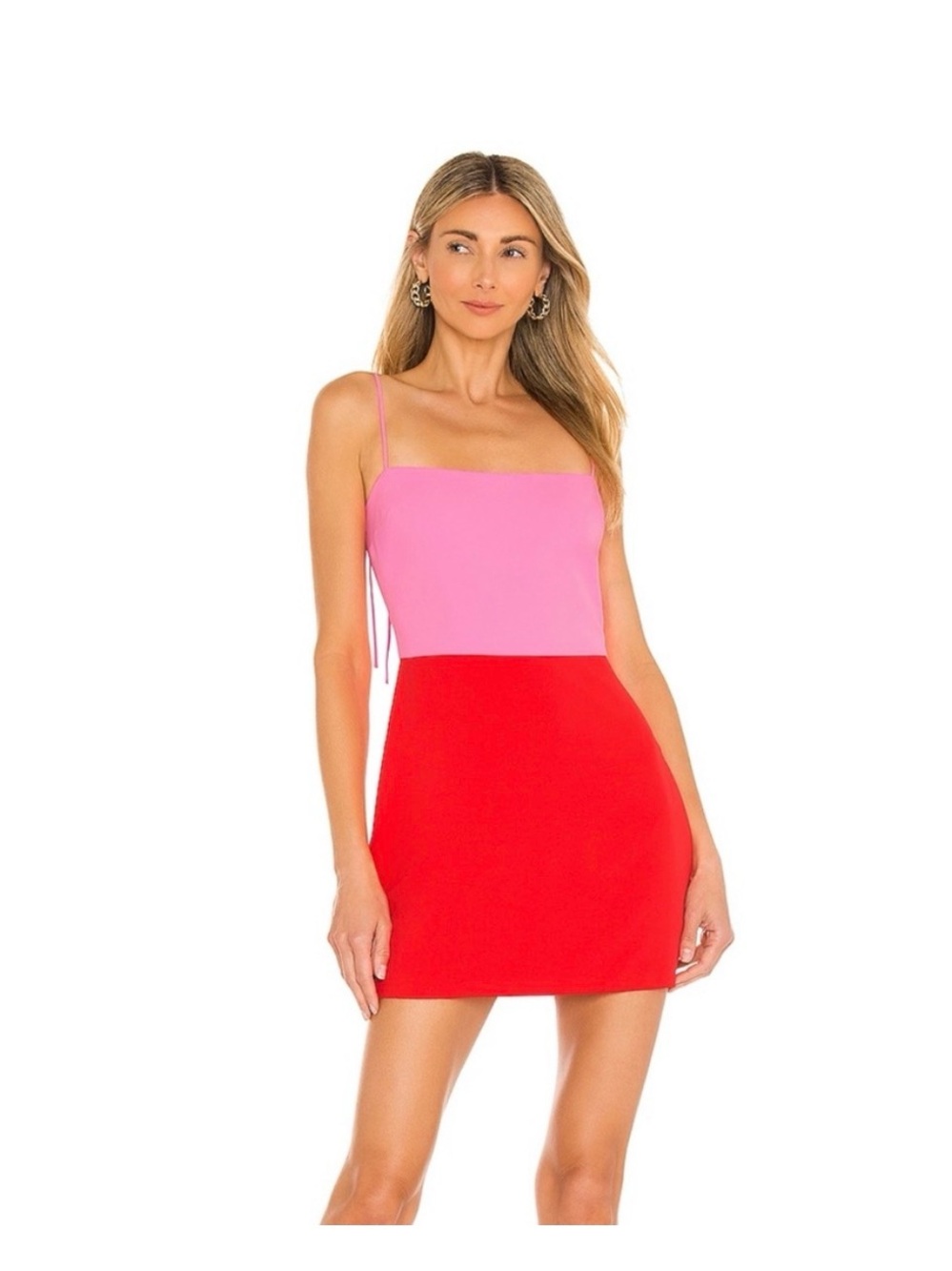 Amanda Uprichard Pink and Red Spaghetti-Strap Mini Dress